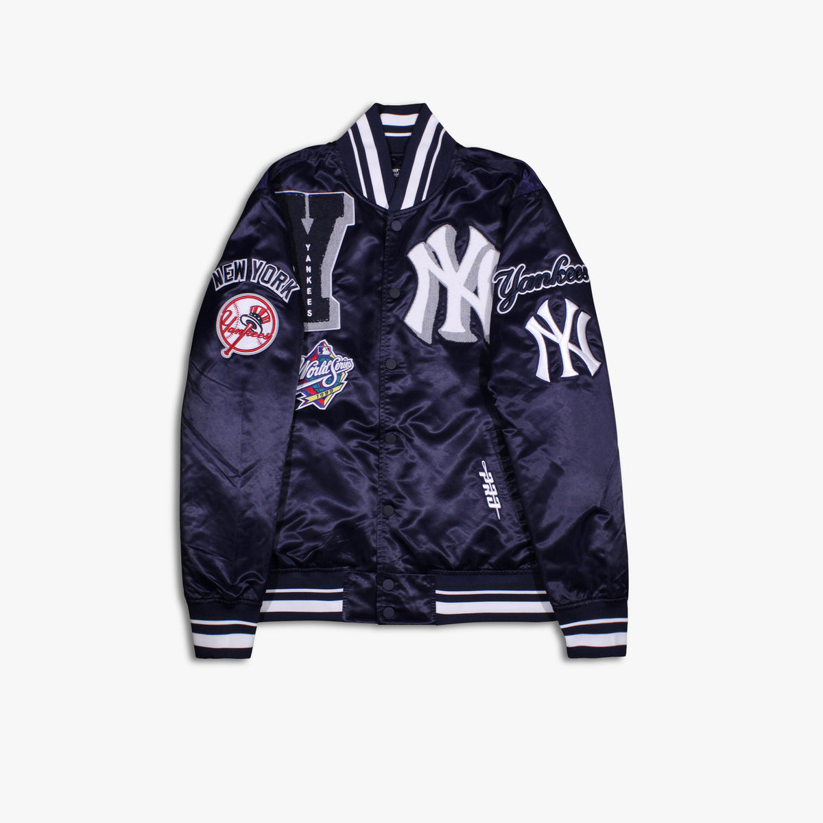 Men's Pro Standard New York Yankees Mashup Rib Satin Jacket - Midnight