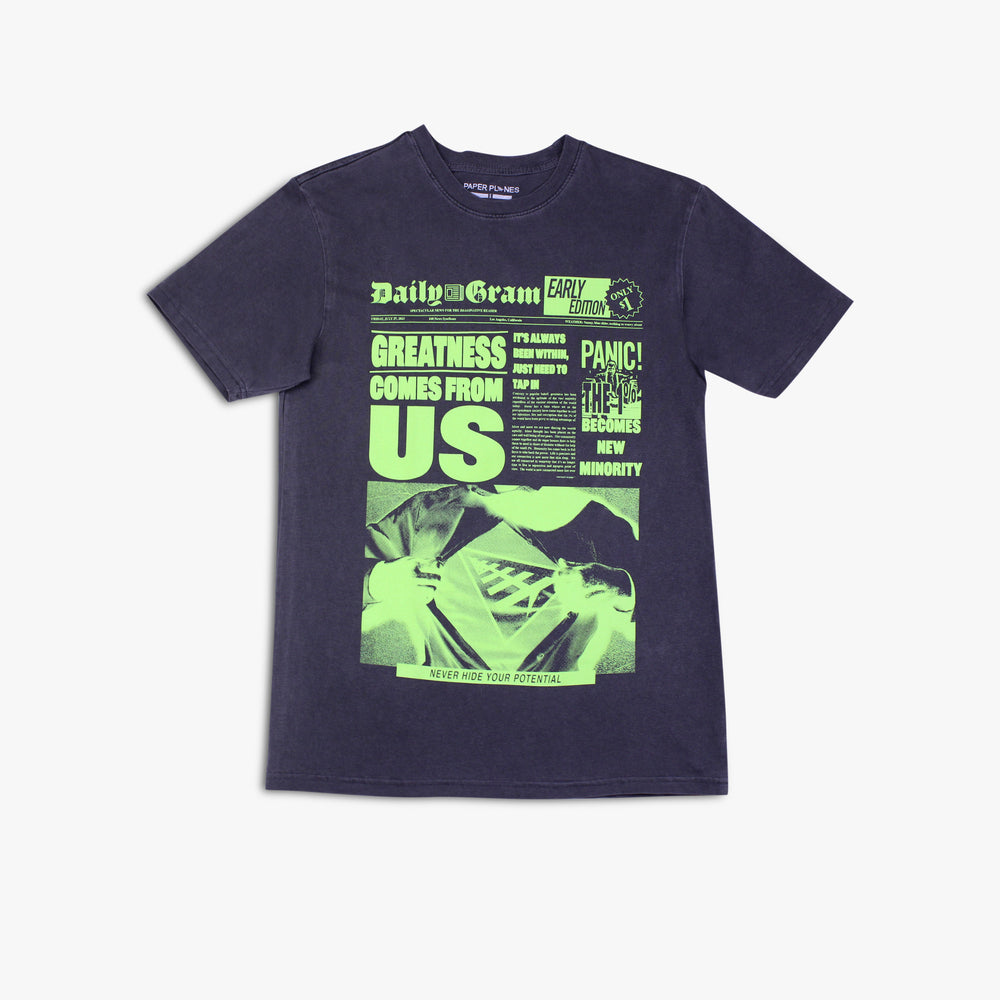 Men's Paper Planes From Within Tee - Washed Black