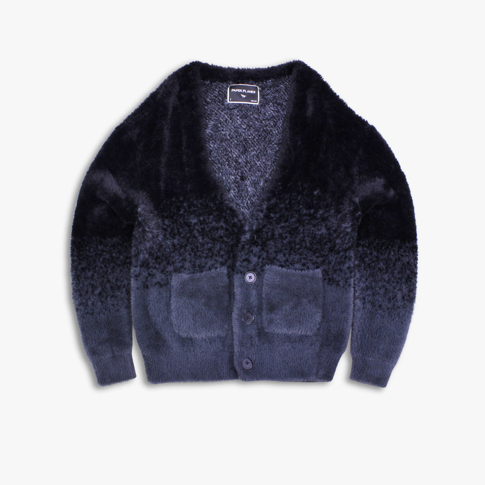Men's Paper Planes Ombre Sweater Cardigan - Black