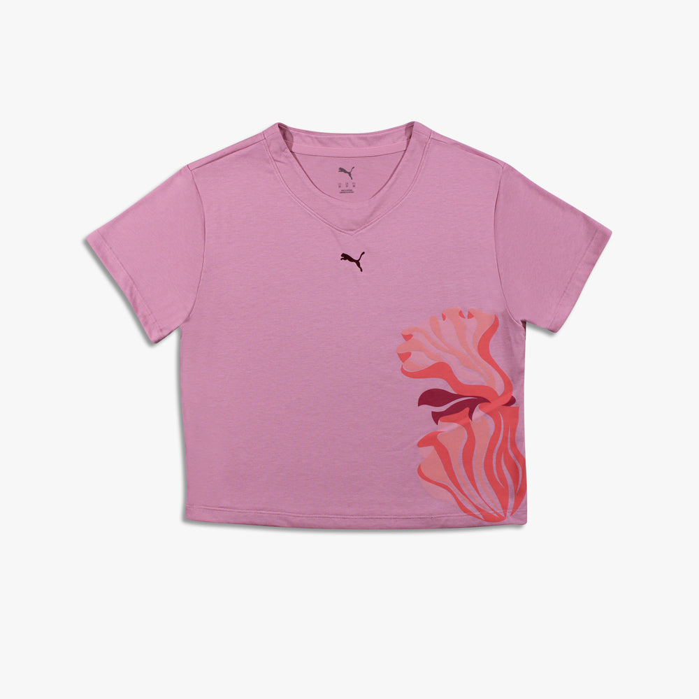 Women's Floral Ribbon Graphic Tee - 'Poised Pink'