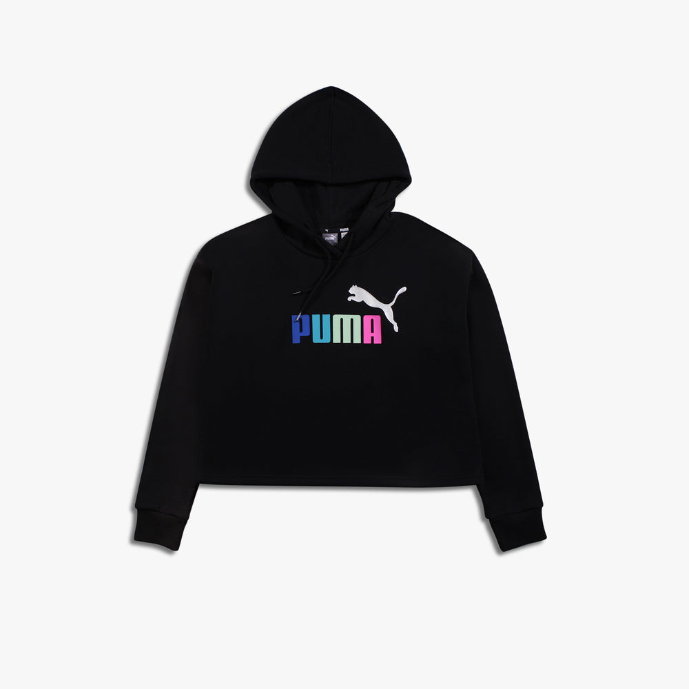 Women’s Puma Essentials Cropped Logo Hoodie - Black/Multicolor