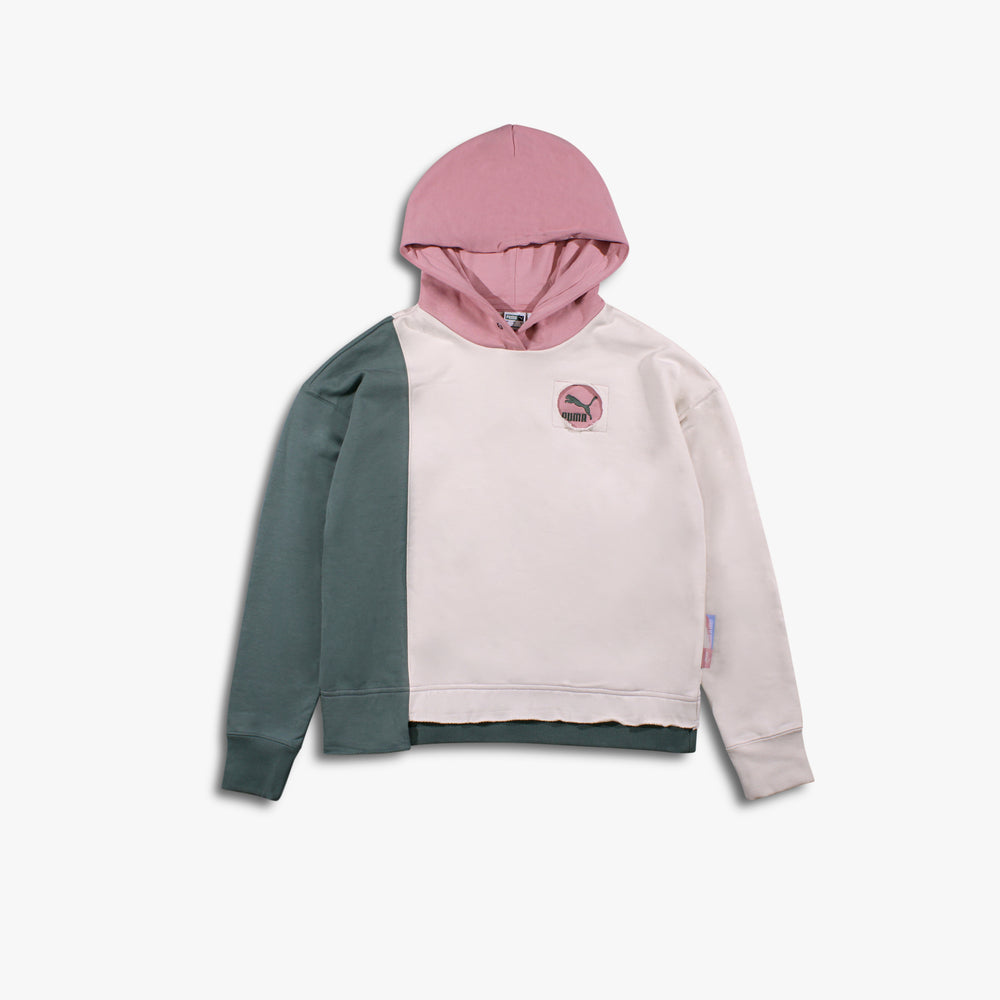 Women's Puma Classics Logo Hoodie - White/Green/Pink