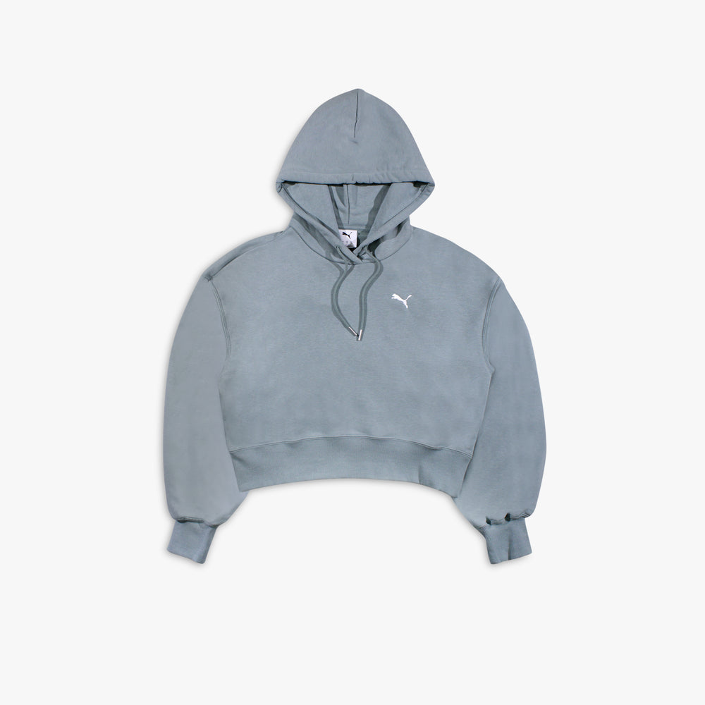 Women's Puma Wardrobe Essentials Cropped Hoodie 'Green Moon'