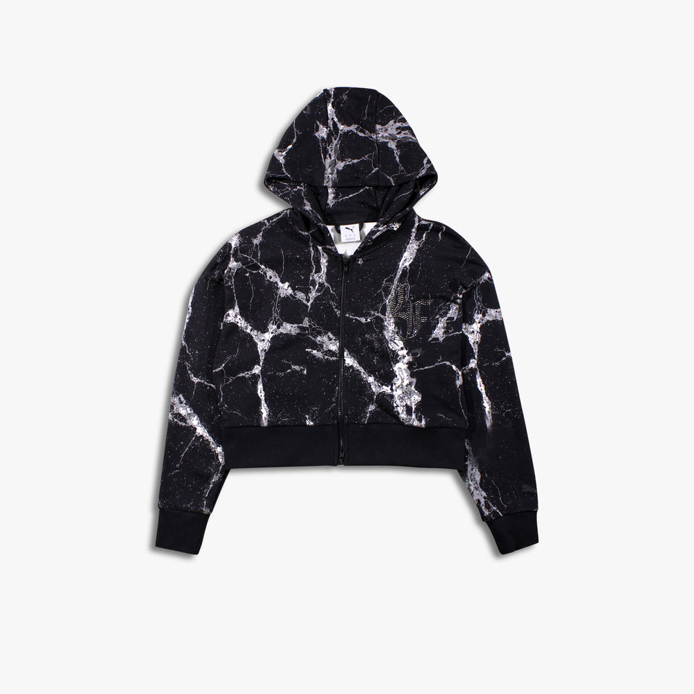 Women's Puma Lafrance WIC Crop Hoodie 'Black/White AOP'