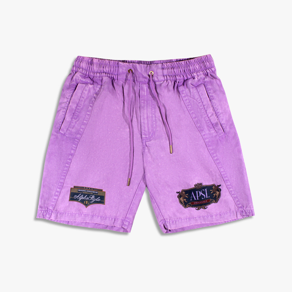 Men's AlphaStyle Peter Garment Dyed Shorts - Purple