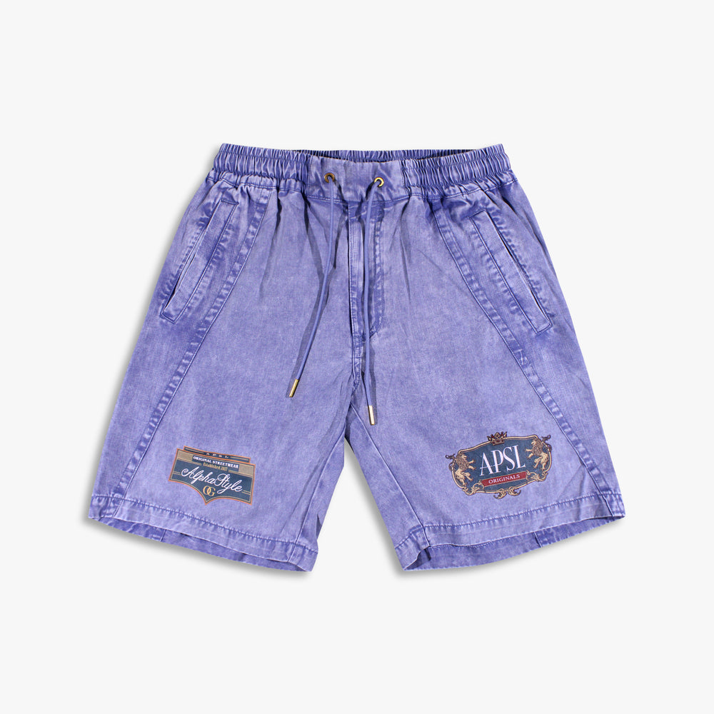 Men's AlphaStyle Peter Garment Dyed Shorts - Blue