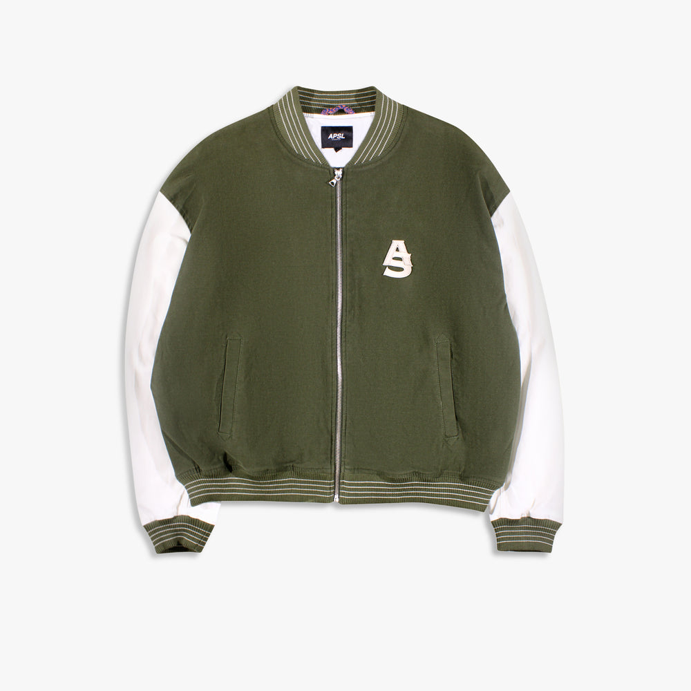 Unisex AlphaStyle Mulkey Varsity Bomber Jacket - Green