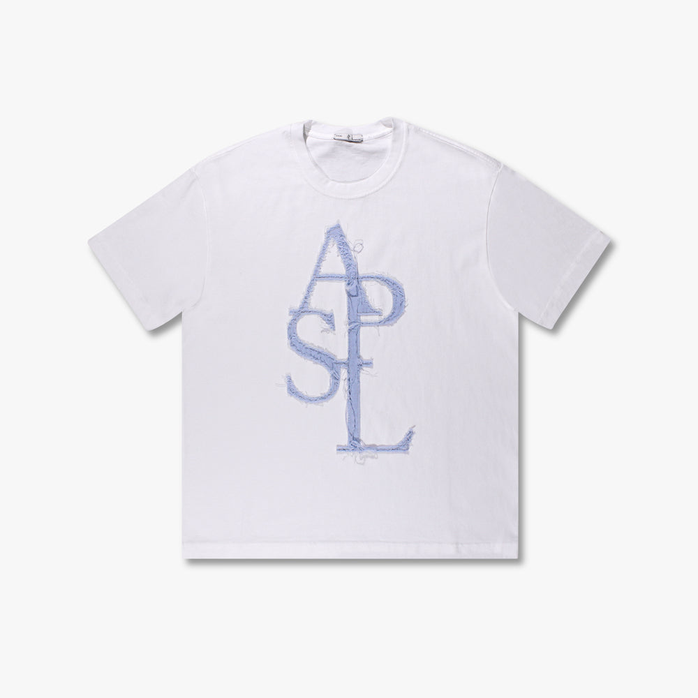 Unisex AlphaStyle Greene Raw Edge Applique Tee - Bone