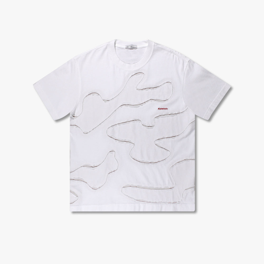 Unisex AlphaStyle Alna Camo Patches Tee - Bone