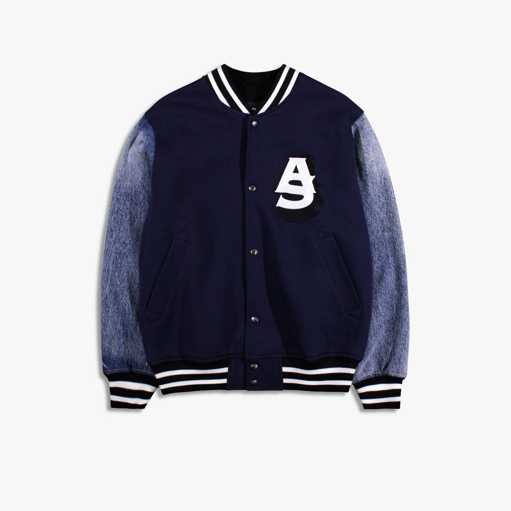 Unisex AlphaStyle Ritch Logo Baseball Jacket - Navy