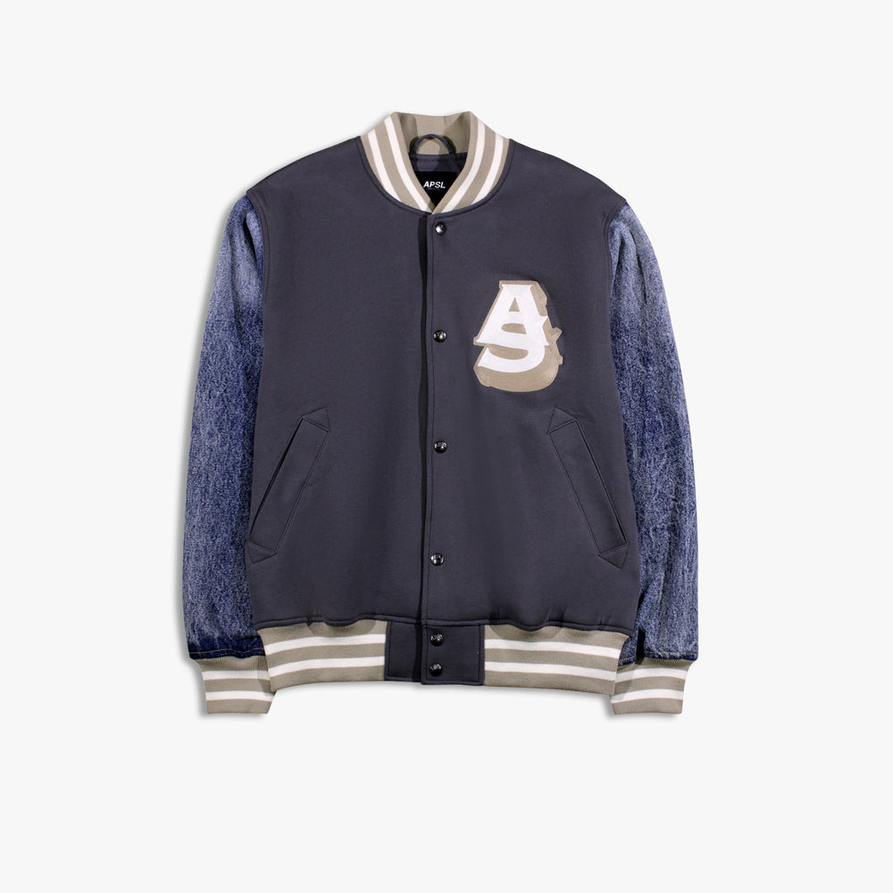 Unisex AlphaStyle Ritch Logo Baseball Jacket - Grey