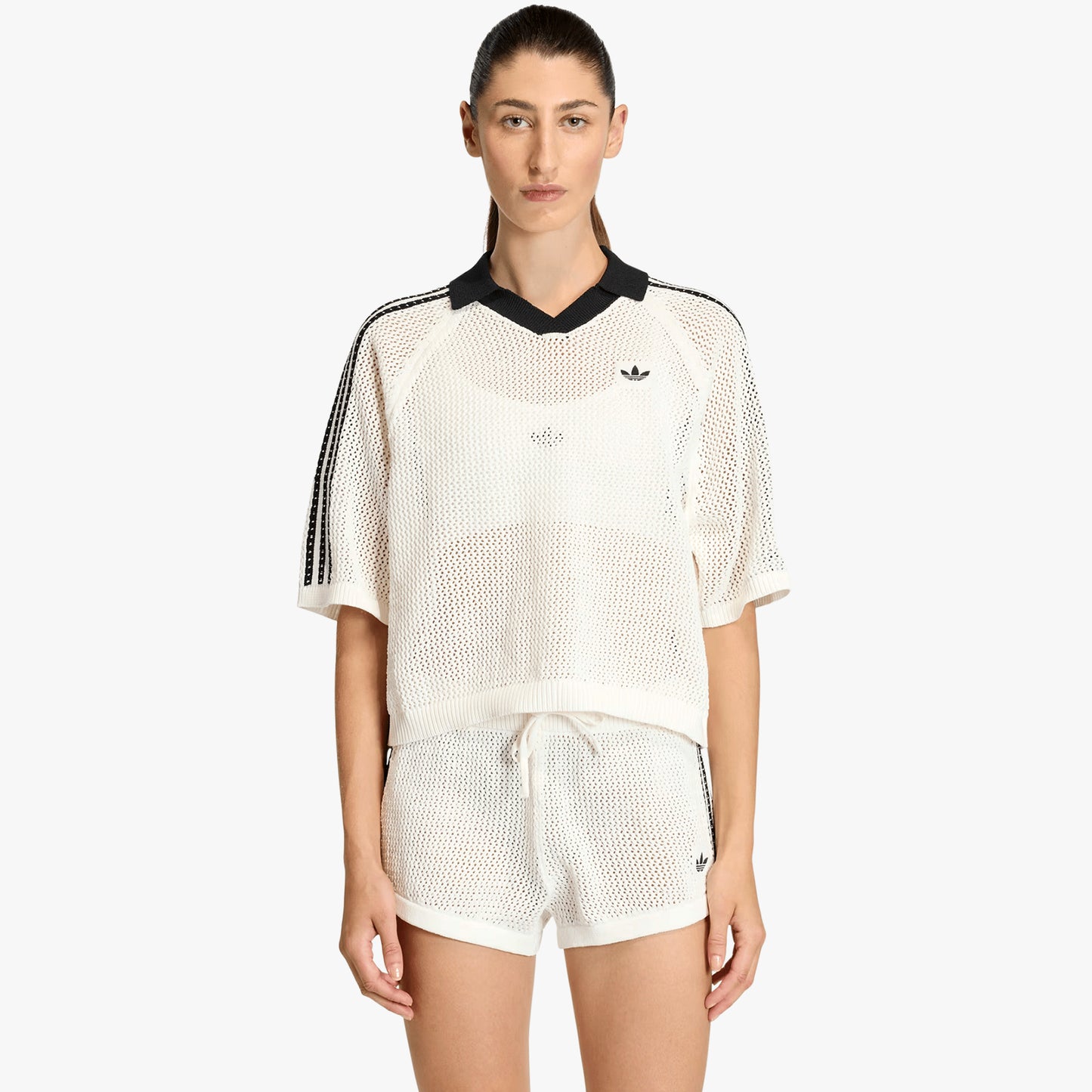
                  
                    Women's Knitted Crochet Polo - 'Off White'
                  
                