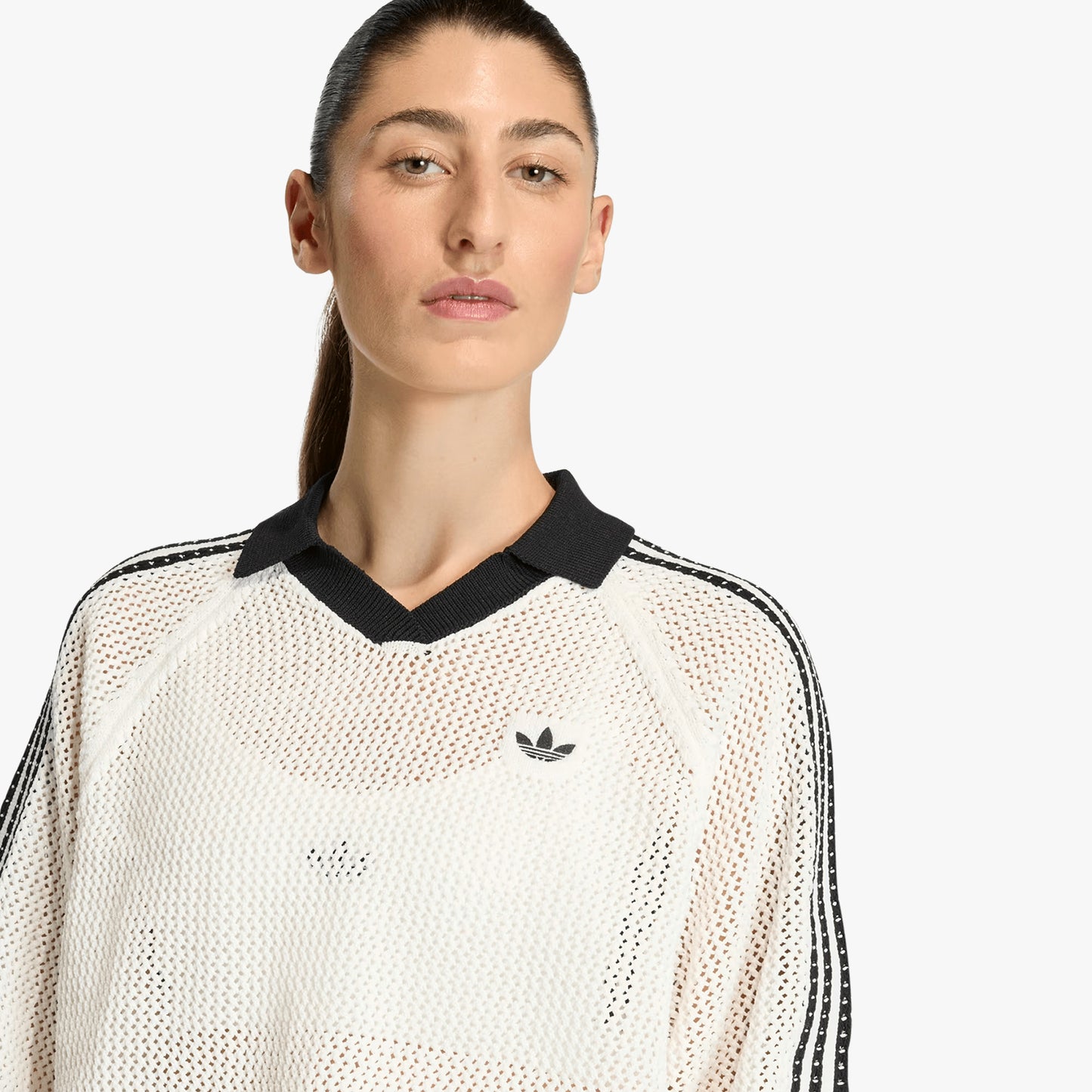 
                  
                    Women's Knitted Crochet Polo - 'Off White'
                  
                