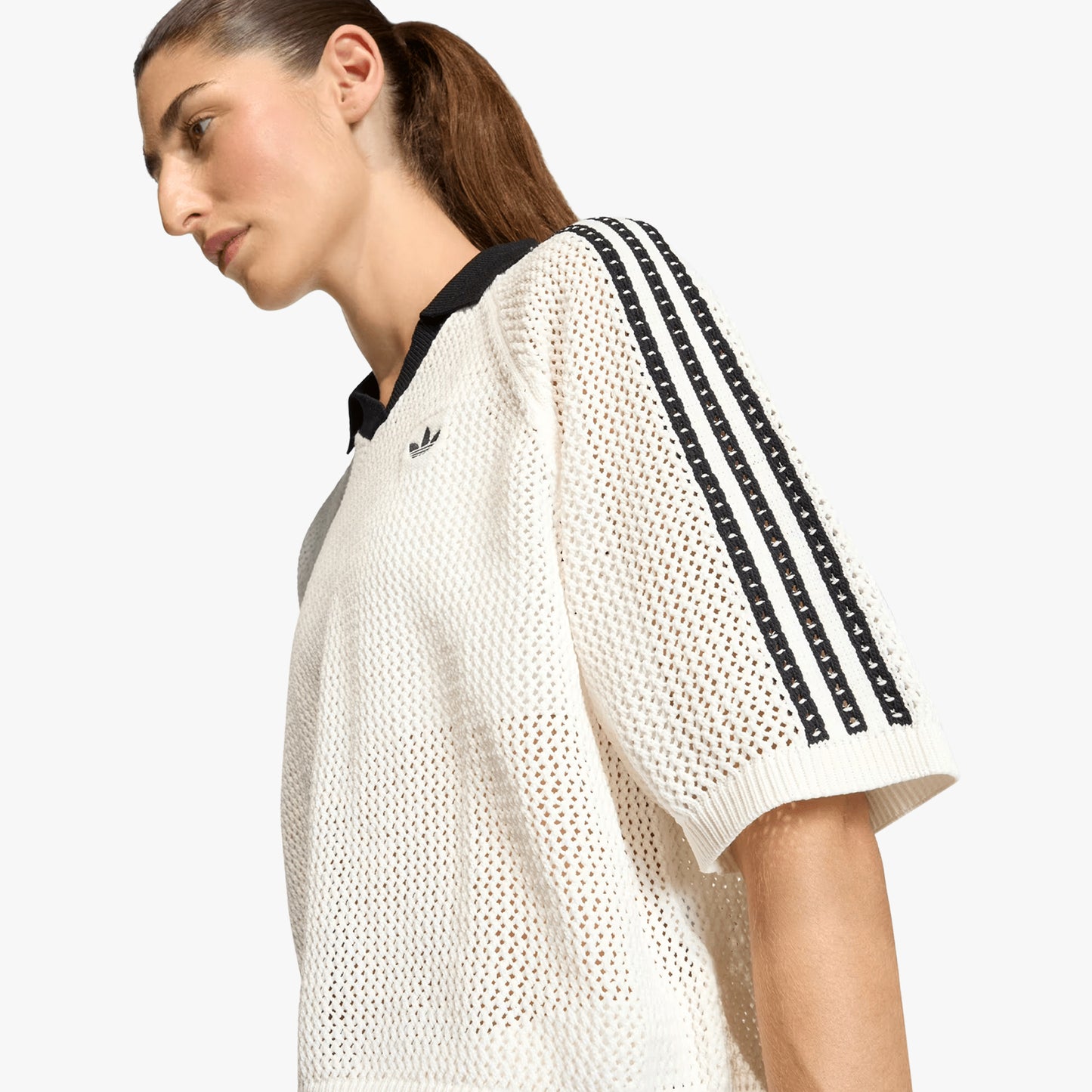 
                  
                    Women's Knitted Crochet Polo - 'Off White'
                  
                