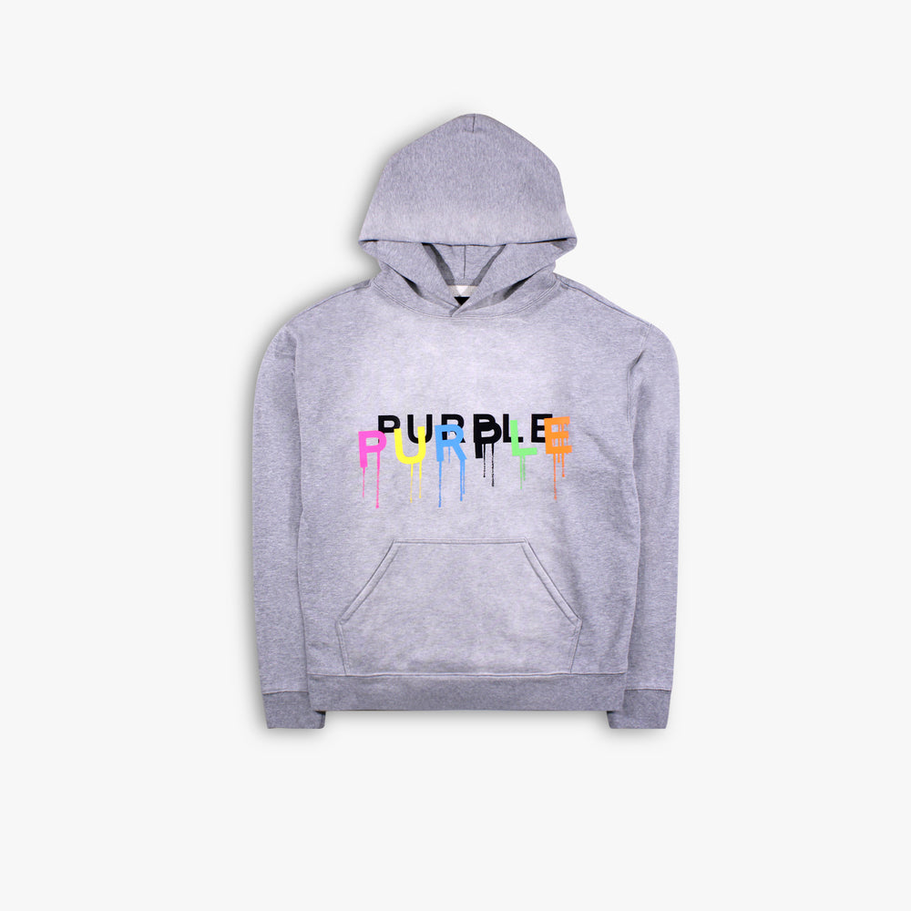 Men's PURPLE Brand French Terry Painted Wordmark Hoodie - Heather Grey