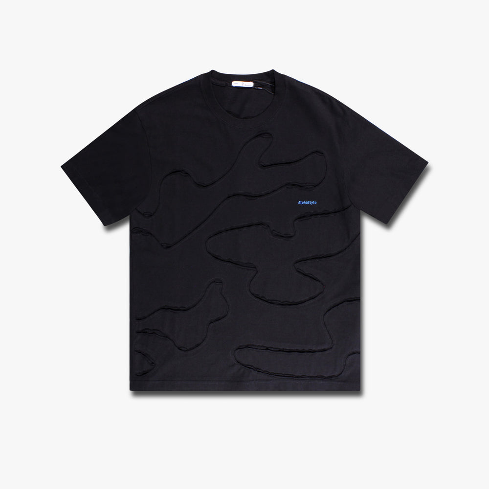 Unisex AlphaStyle Alna Camo Patches Tee - Black